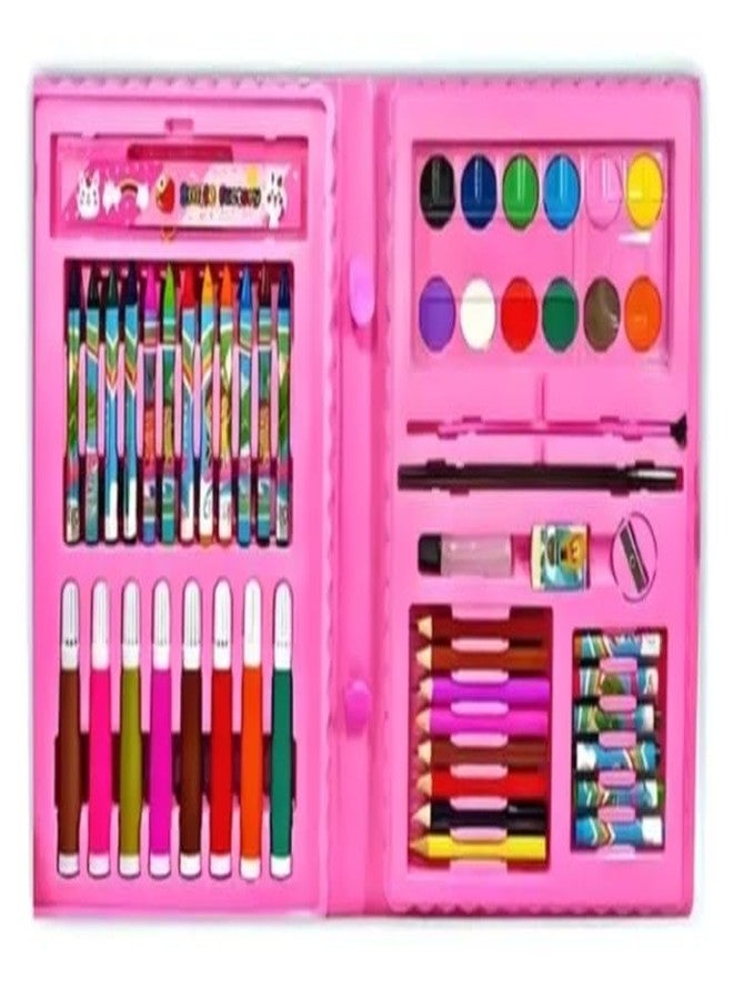 Manos Children's Art Set, 68 Pieces, Pink Case with Watercolours, Crayons, Markers and Colouring Accessories pack of 1 - Image 2